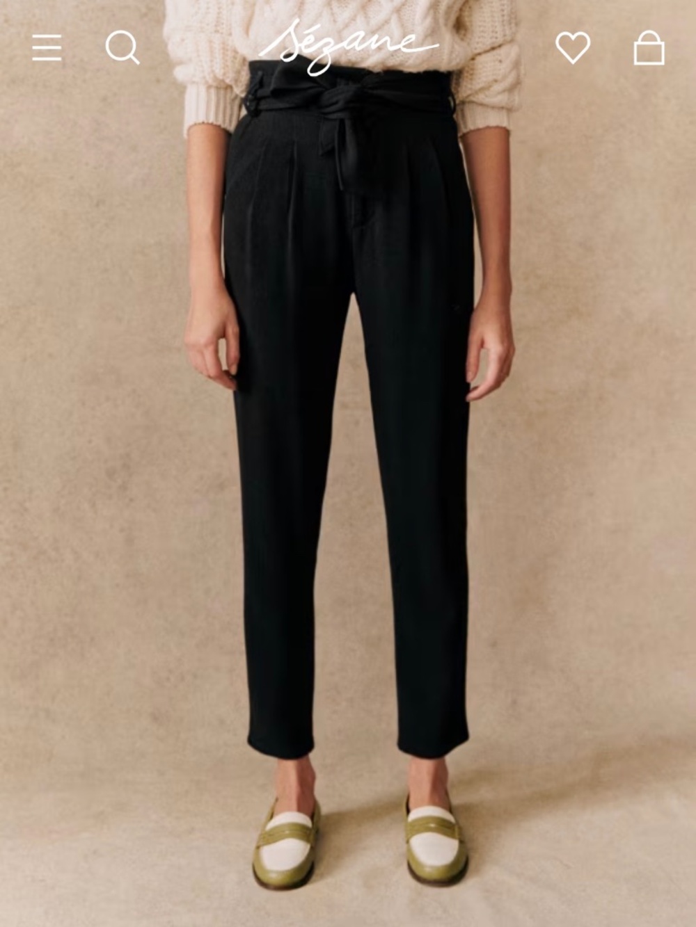 Sezane Austin Trousers, Black, Size 38